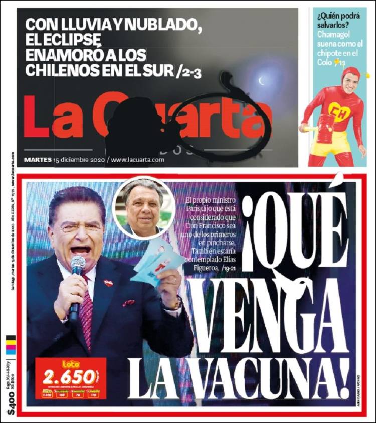 Portada de La Cuarta (Chile)