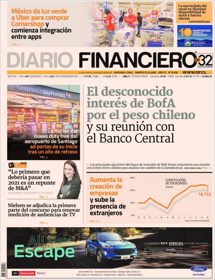 Portada de Diario Financiero (Chile)