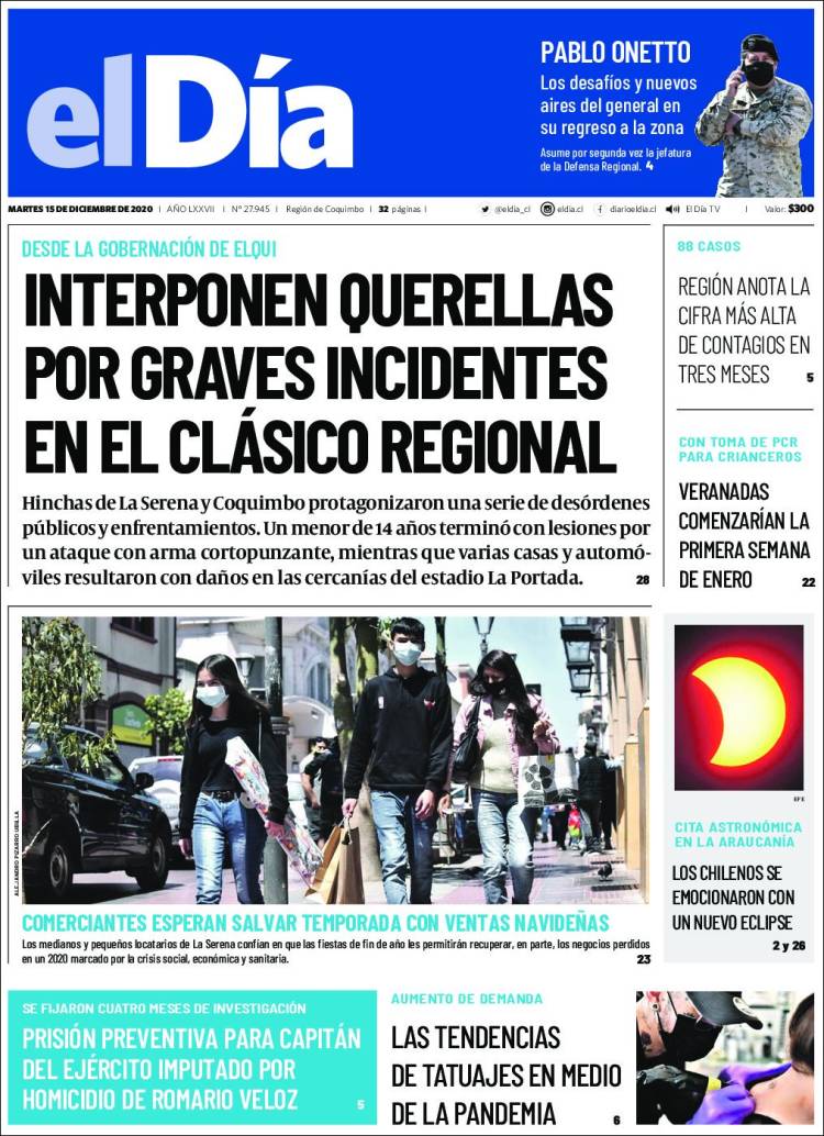 Portada de El Día (Chile)