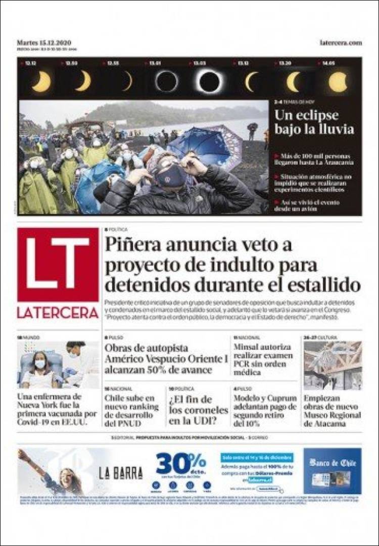 Portada de La Tercera (Chile)