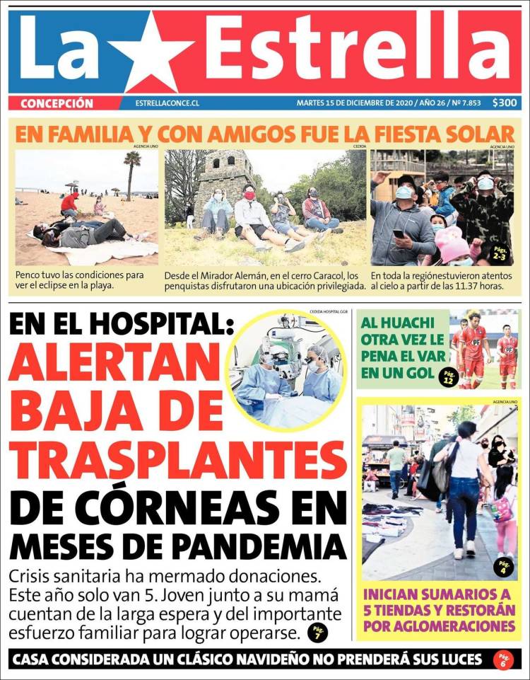 Portada de La Estrella de Concepción (Chile)