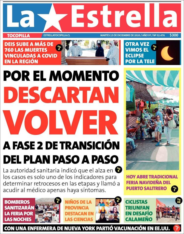 Portada de La Estrella de Tocopilla (Chile)