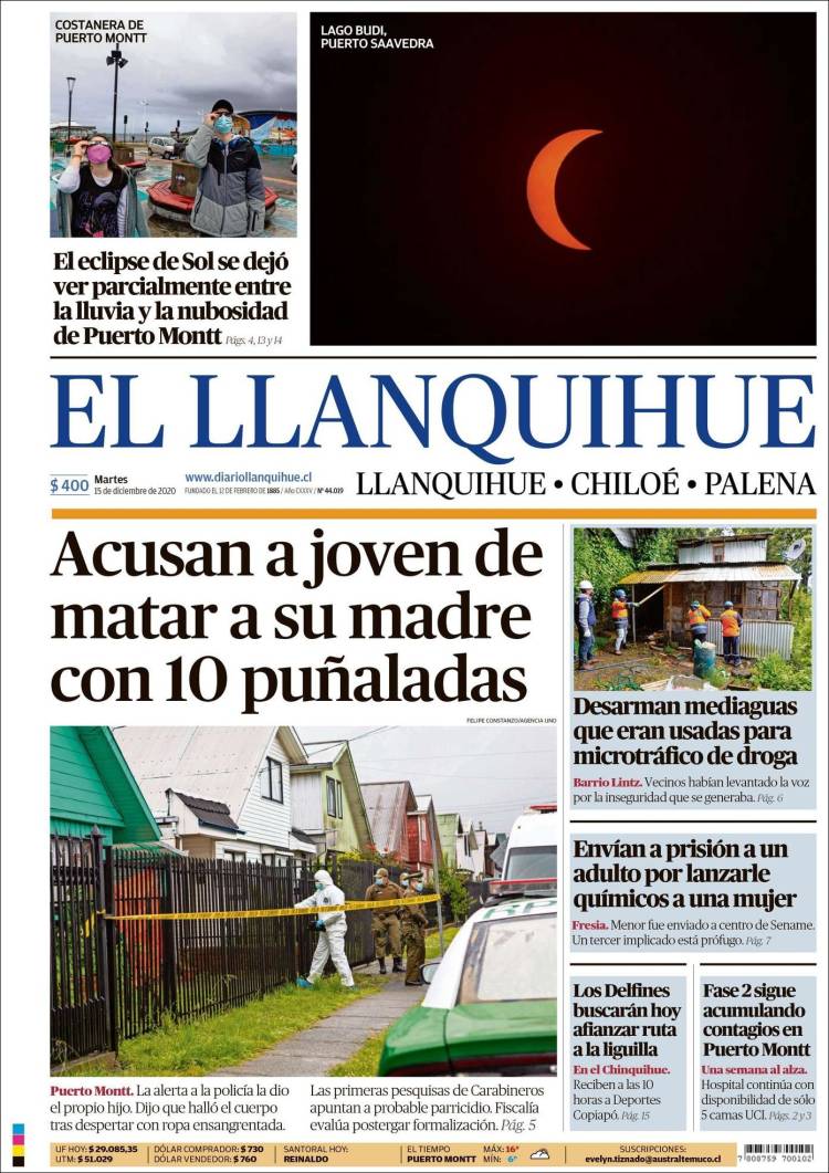 Portada de El Llanquihue (Chile)