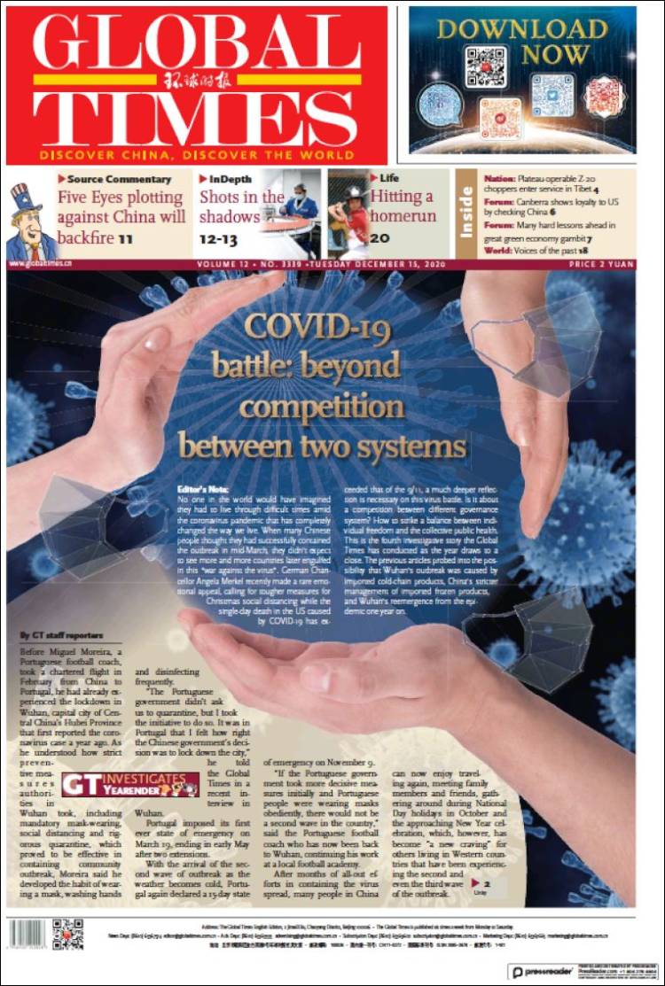 Portada de The Global Times (China)