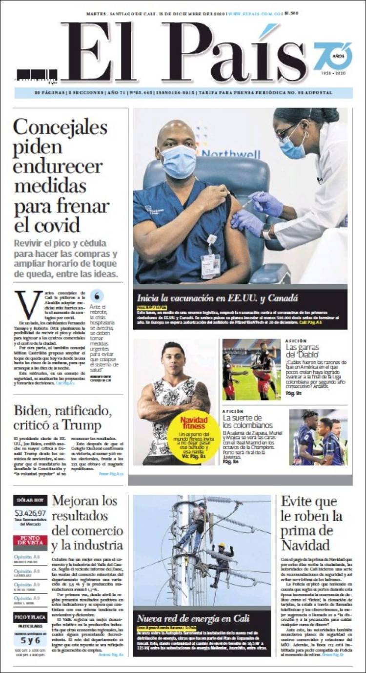 Portada de El País - Cali (Colombia)