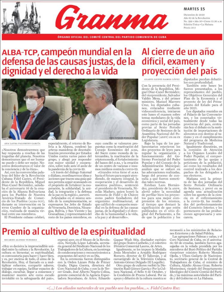 Portada de Granma (Cuba)