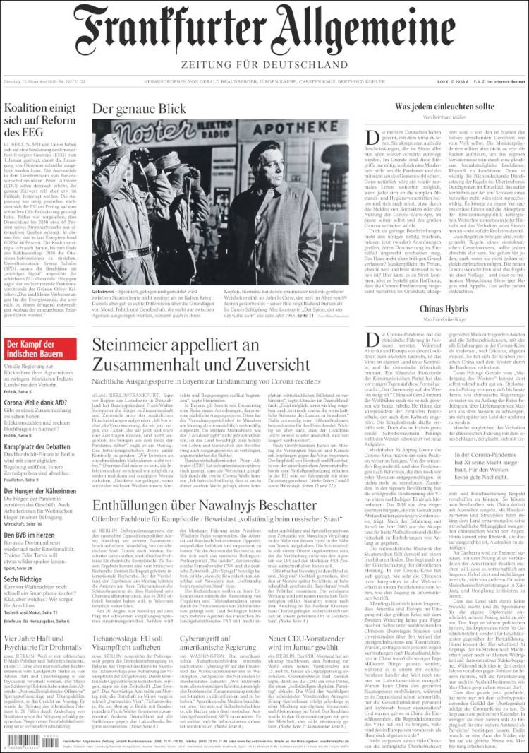 Portada de Frankfurter Allgemeine (Alemania)