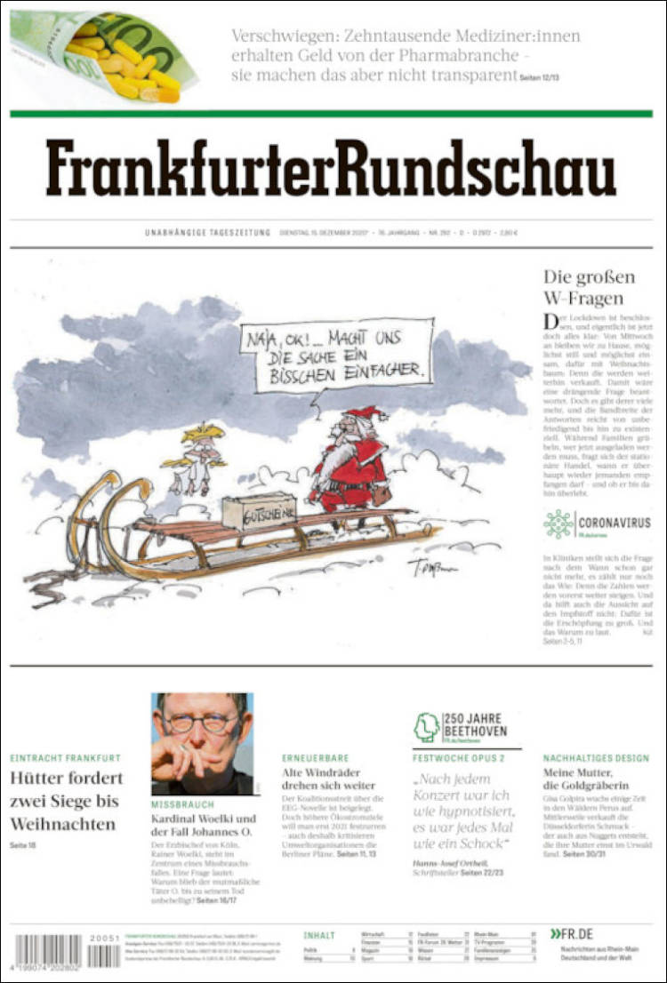 Portada de Frankfurter Rundschau (Alemania)