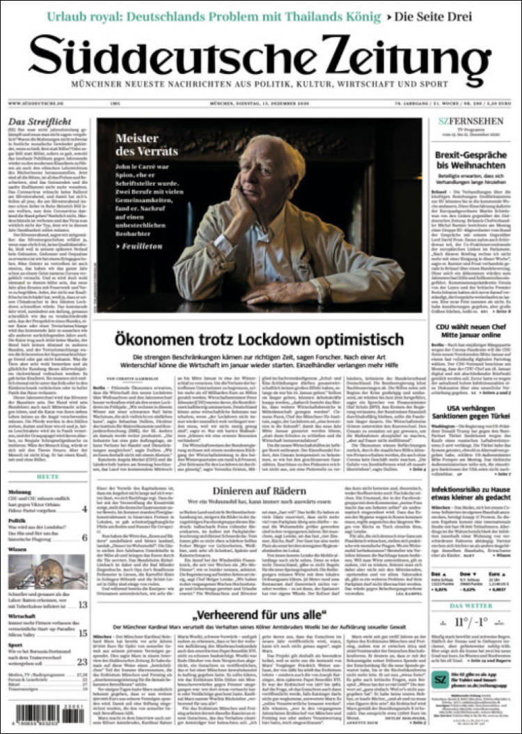 Portada de Sueddeutsche (Alemania)