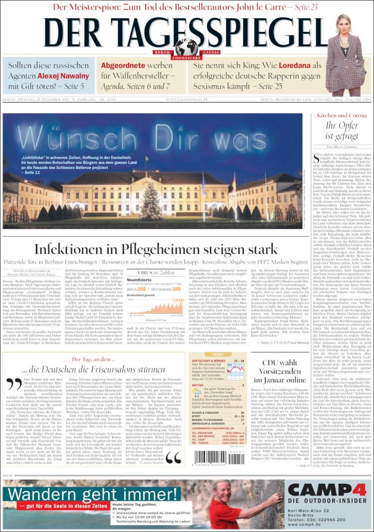 Portada de Der Tagesspiegel (Alemania)