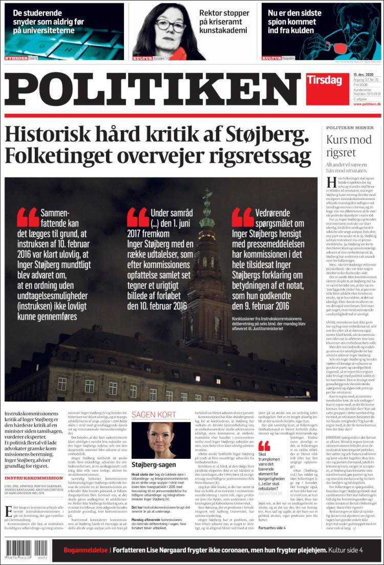 Portada de Politiken (Dinamarca)