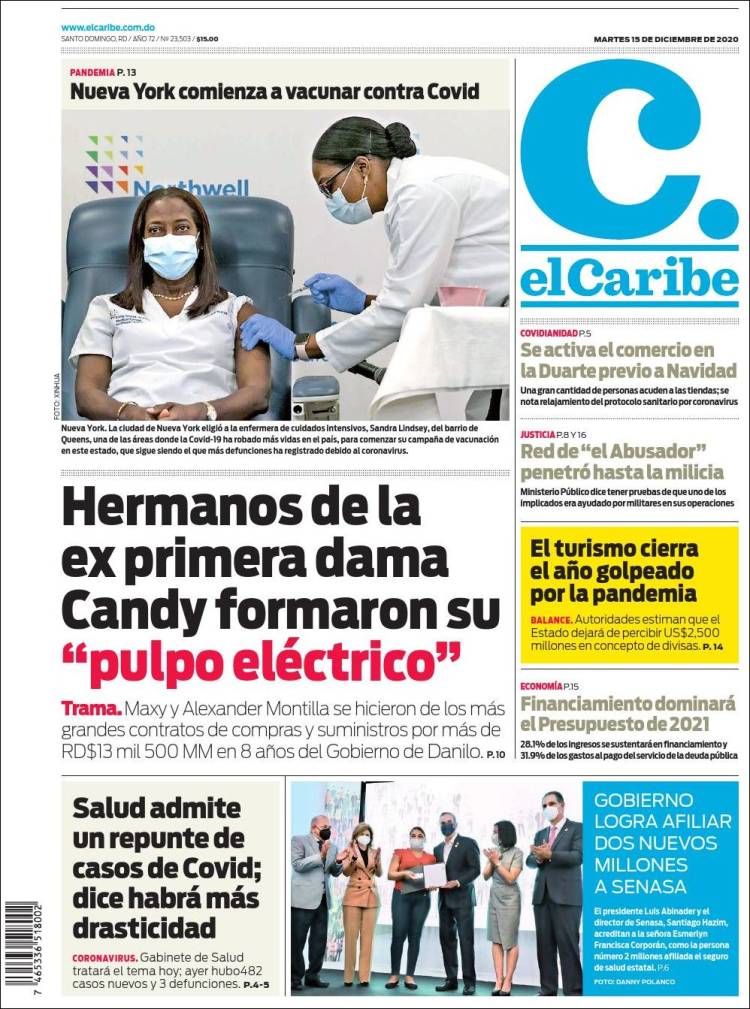 Portada de El Caribe (R. Dominicana)