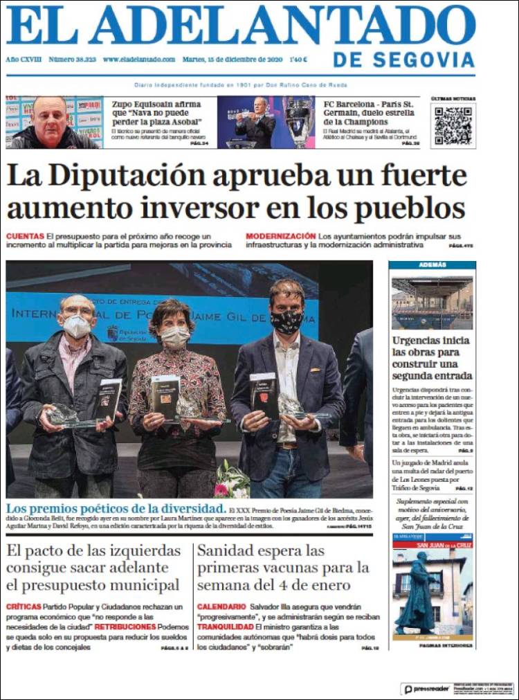 Portada de El Adelantado de Segovia (Espa&ntilde;a)