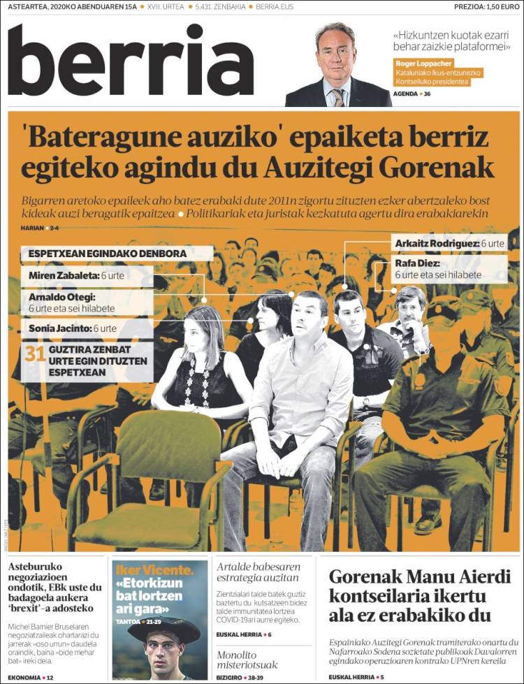 Portada de Berria (Espa&ntilde;a)