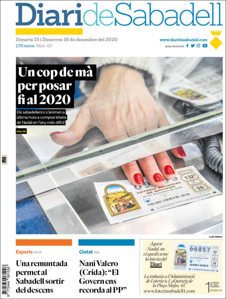Portada de Diari de Sabadell (Espa&ntilde;a)