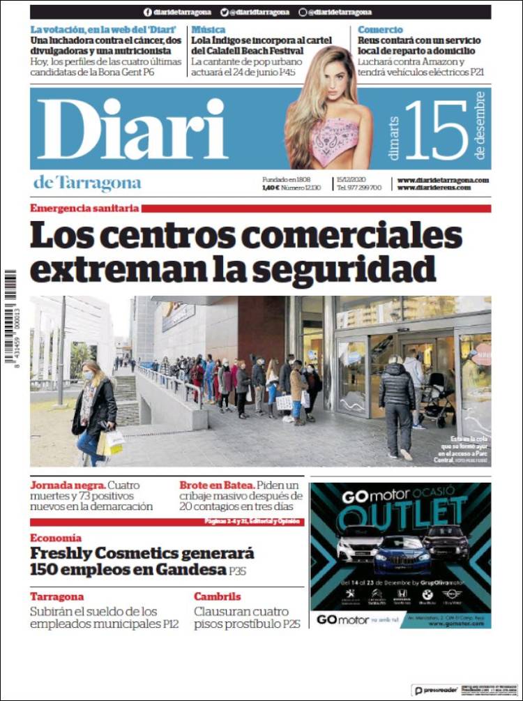 Portada de Diari de Tarragona (Espa&ntilde;a)