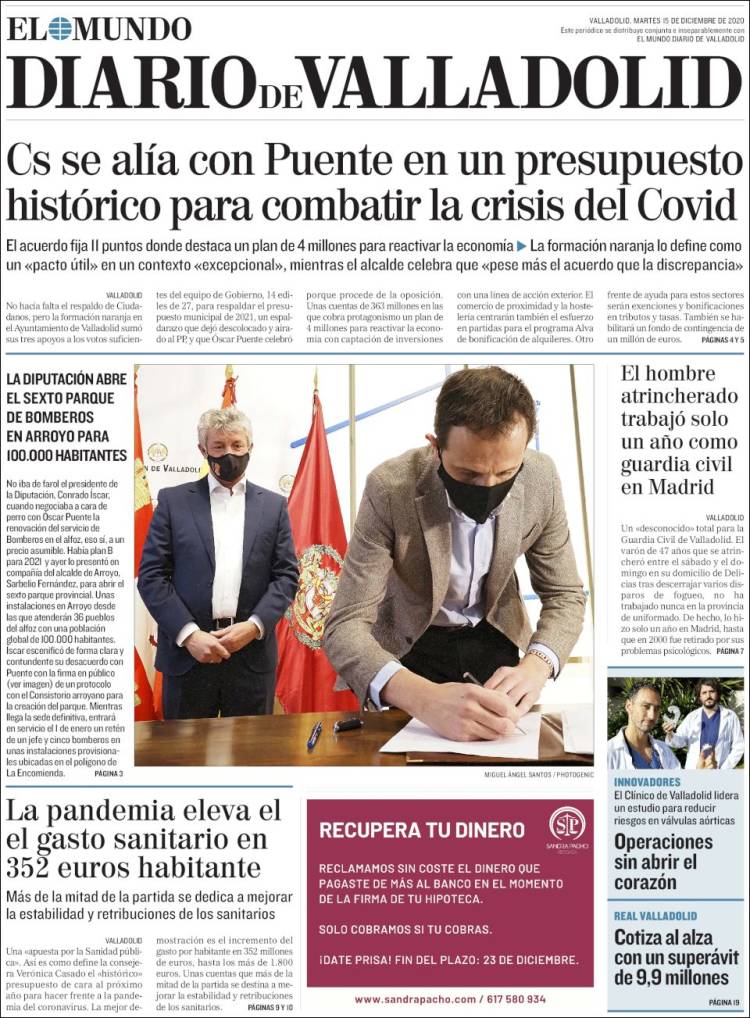 Portada de Diario de Valladolid (Espa&ntilde;a)
