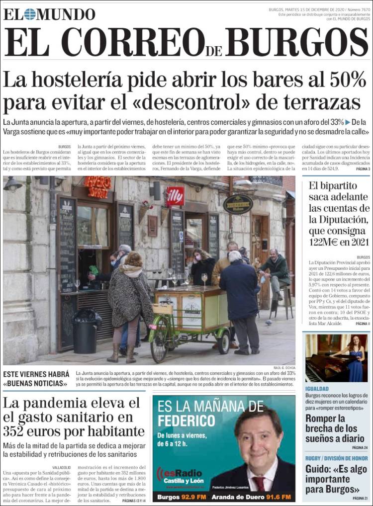 Portada de El Correo de Burgos (Espa&ntilde;a)