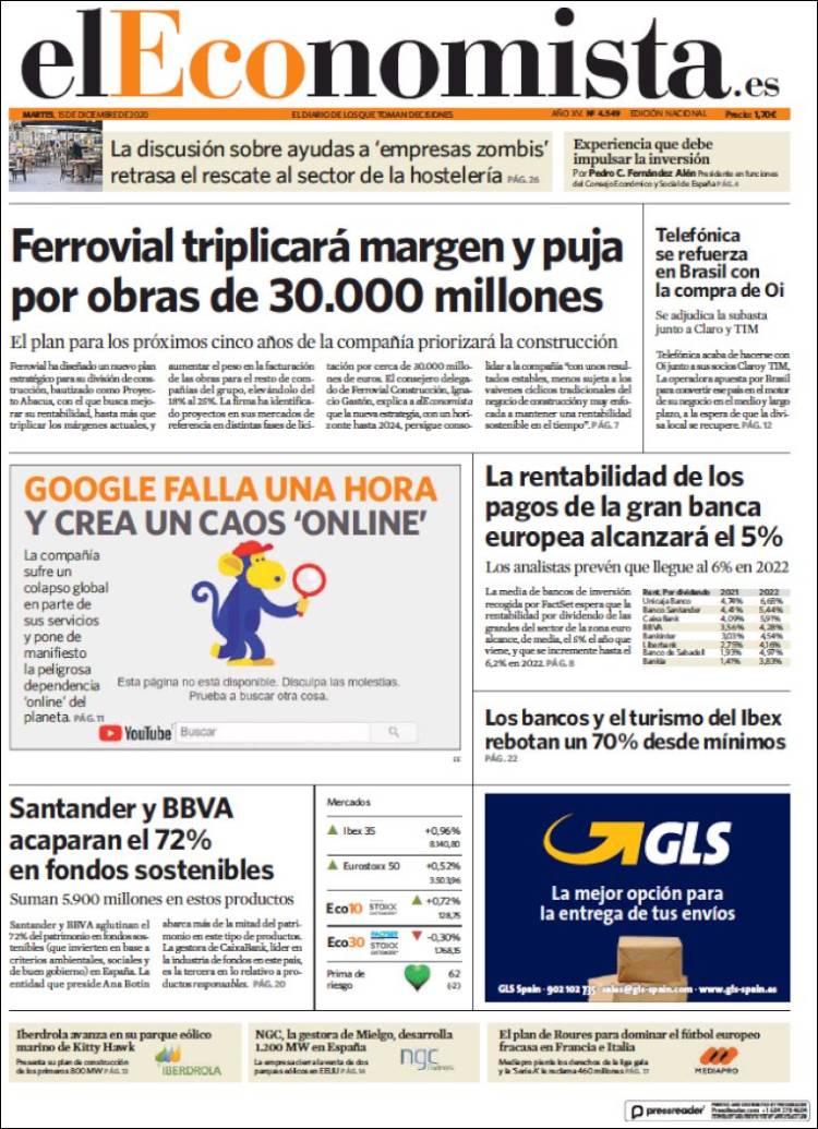 Portada de El Economista (Espa&ntilde;a)