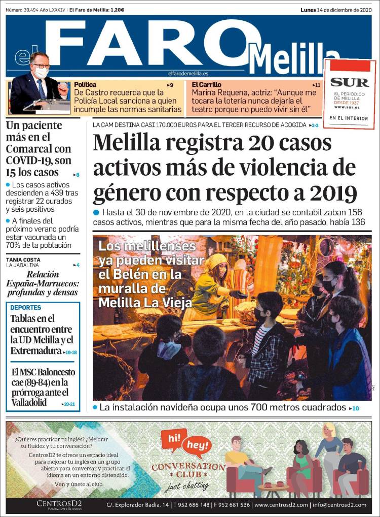 Portada de El Faro de Melilla (Espa&ntilde;a)
