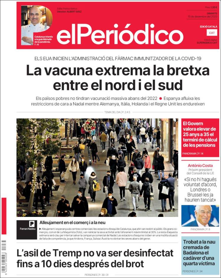Portada de El Periódico de Catalunya (Espa&ntilde;a)