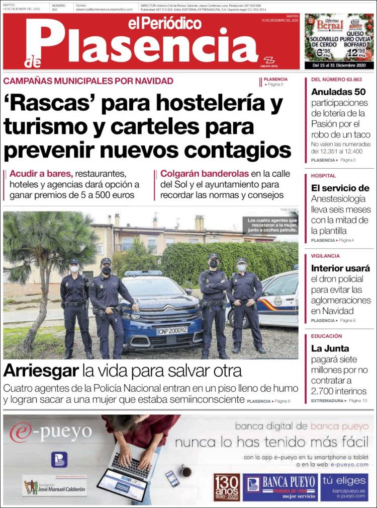 Portada de El Periódico de Extremadura (Espa&ntilde;a)