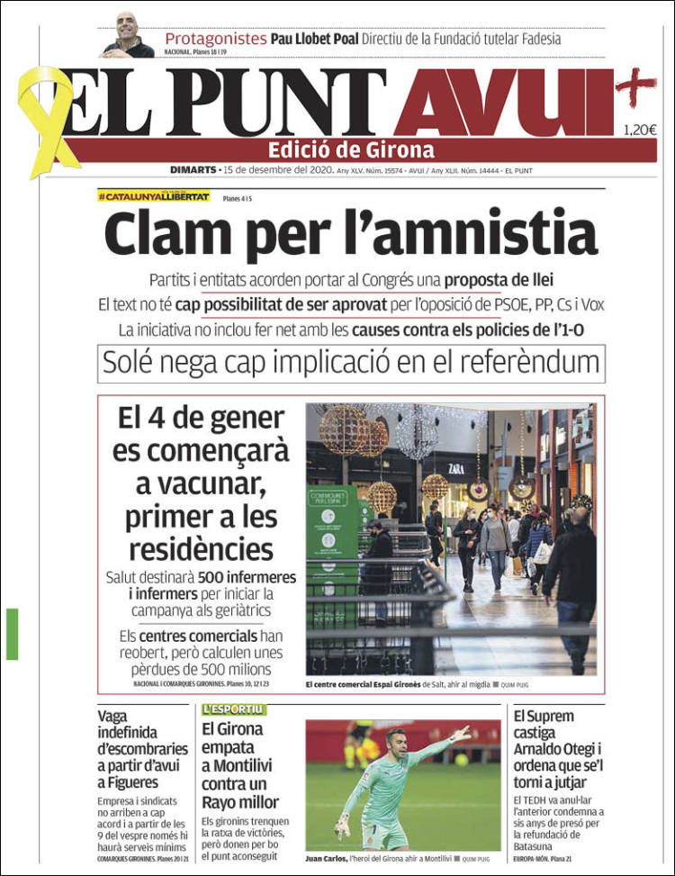 Portada de El Punt Avui - Girona (Espa&ntilde;a)