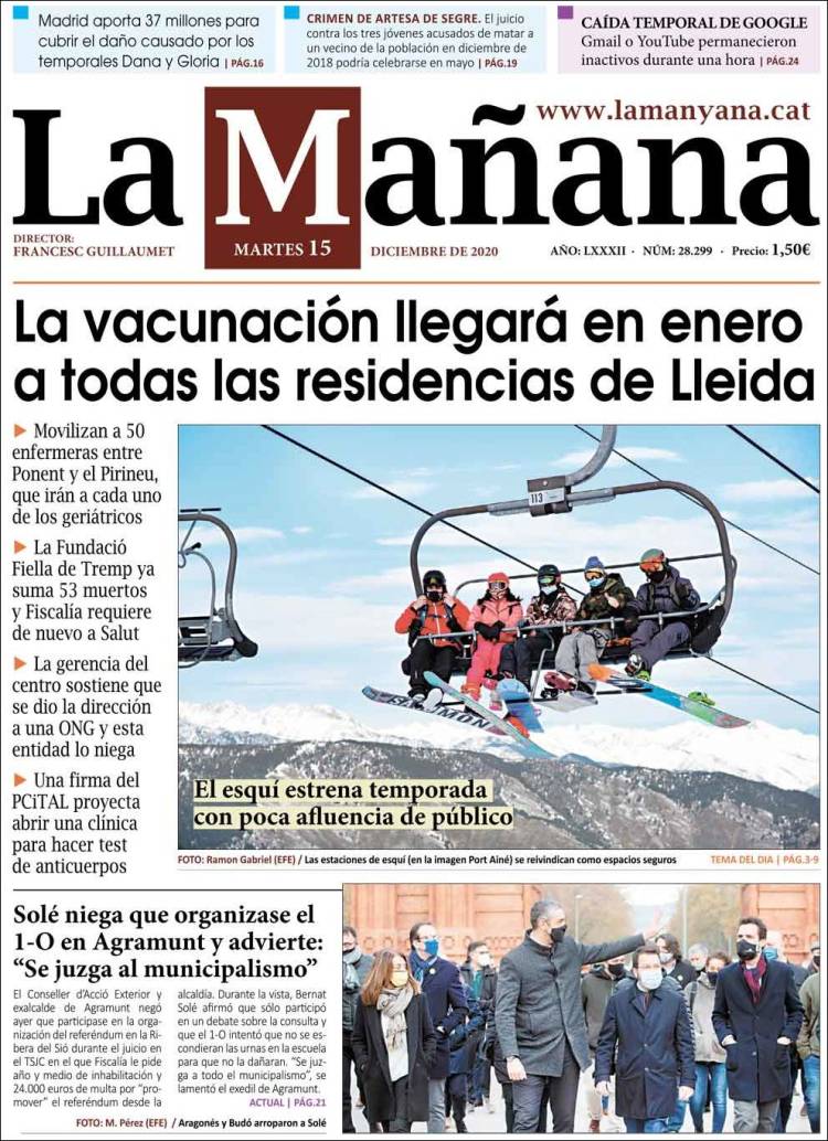 Portada de La Mañana - Diari de Ponent (Espa&ntilde;a)