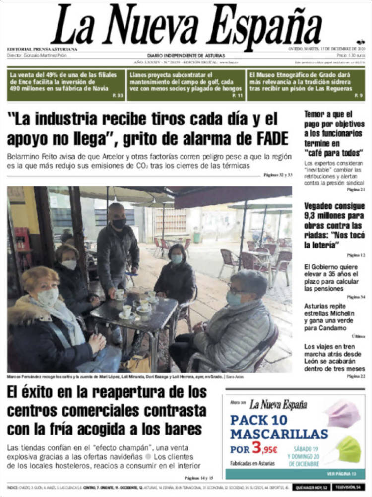 Portada de La Nueva España (Espa&ntilde;a)