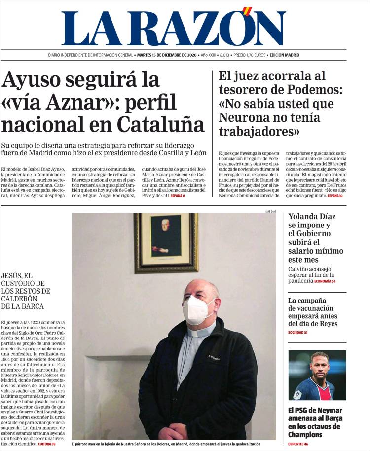 Portada de La Razón (Espa&ntilde;a)