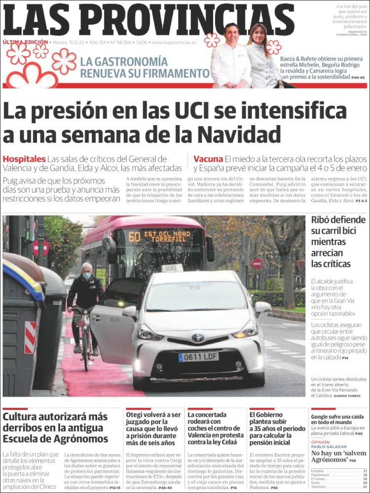 Portada de Las Provincias (Espa&ntilde;a)
