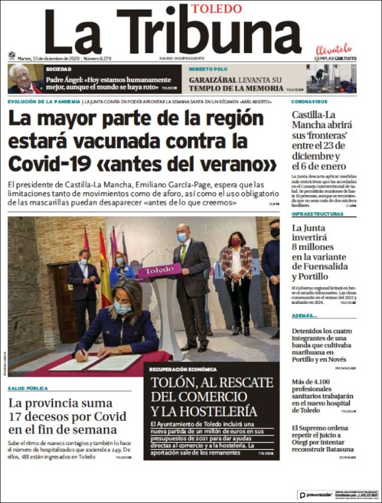 Portada de La Tribuna de Toledo (Espa&ntilde;a)