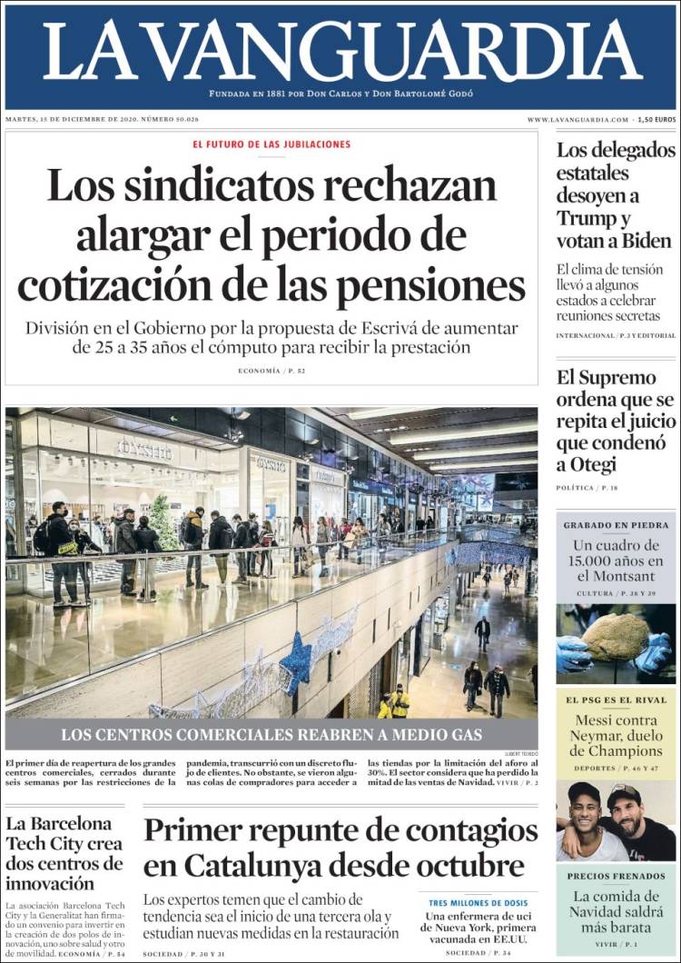Portada de La Vanguardia (Espa&ntilde;a)