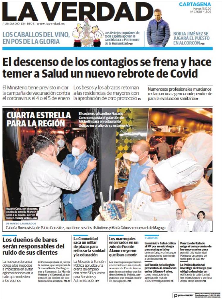 Portada de La Verdad de Cartagena (Espa&ntilde;a)