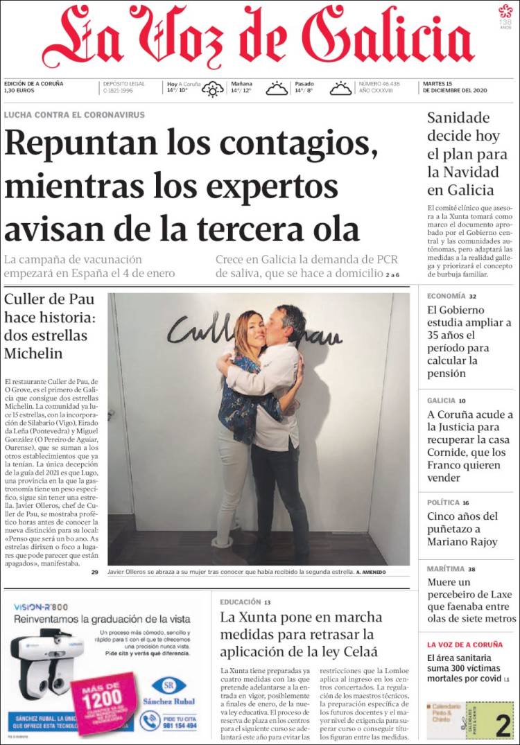 Portada de La Voz de Galicia (Espa&ntilde;a)