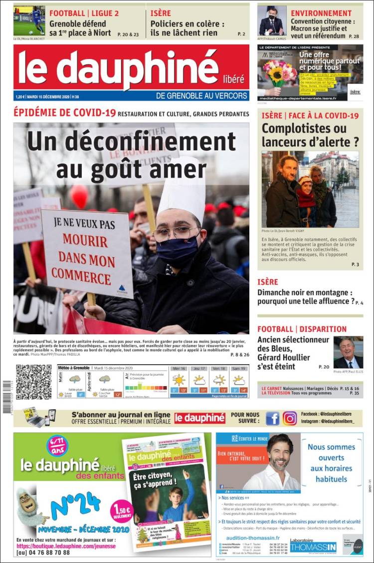 Portada de Le Dauphiné Libéré (Francia)