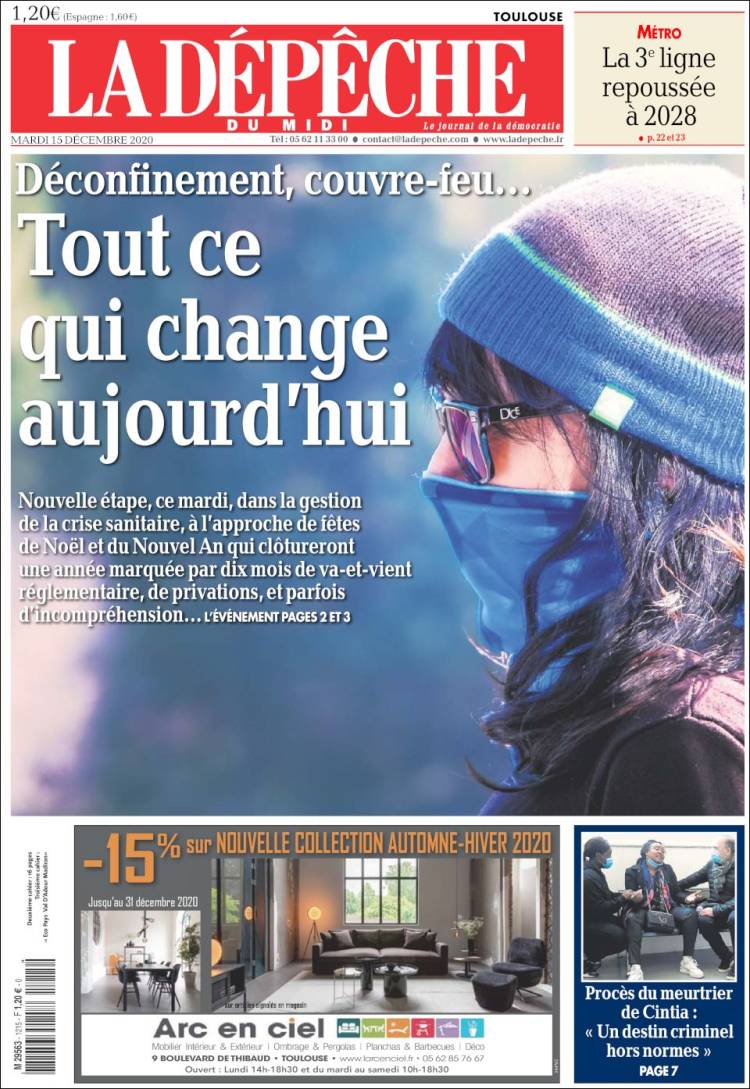 Portada de La Dépêche du Midi (Francia)