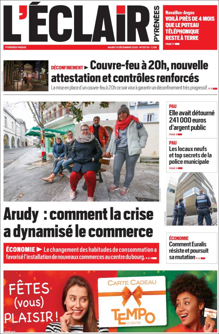 Portada de L'Eclair des Pyrénées (Francia)