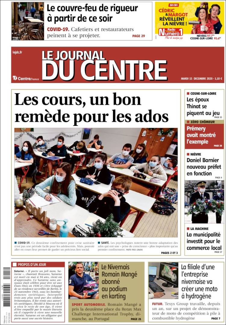 Portada de Le Journal du Centre (Francia)