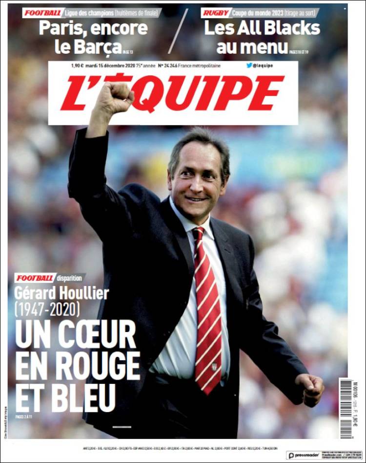 Portada de L'Equipe (Francia)