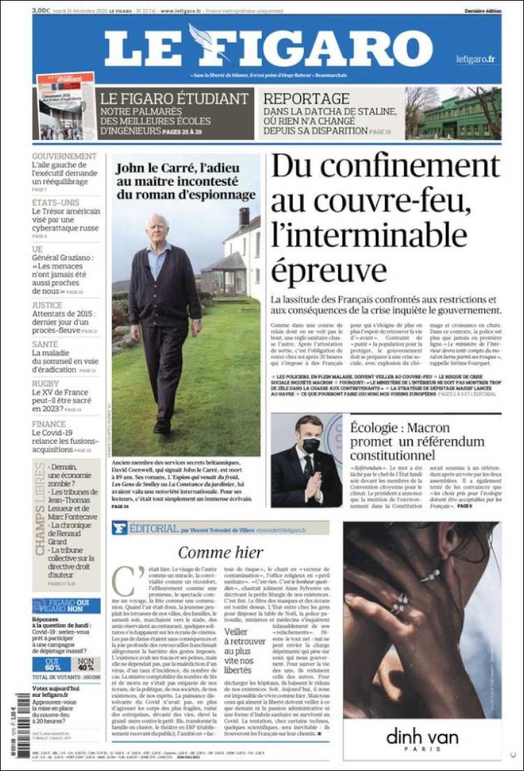 Portada de Le Figaro (Francia)