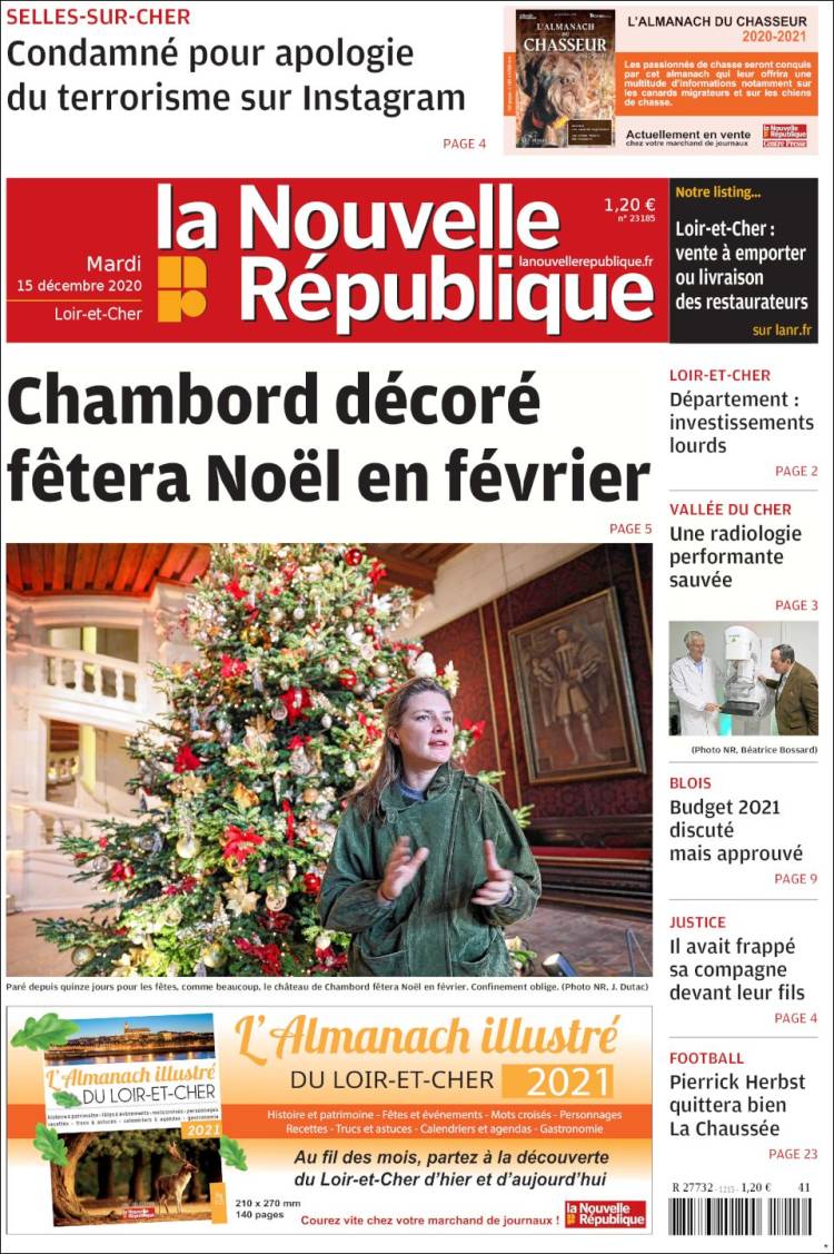 Portada de La Nouvelle Republique (Francia)