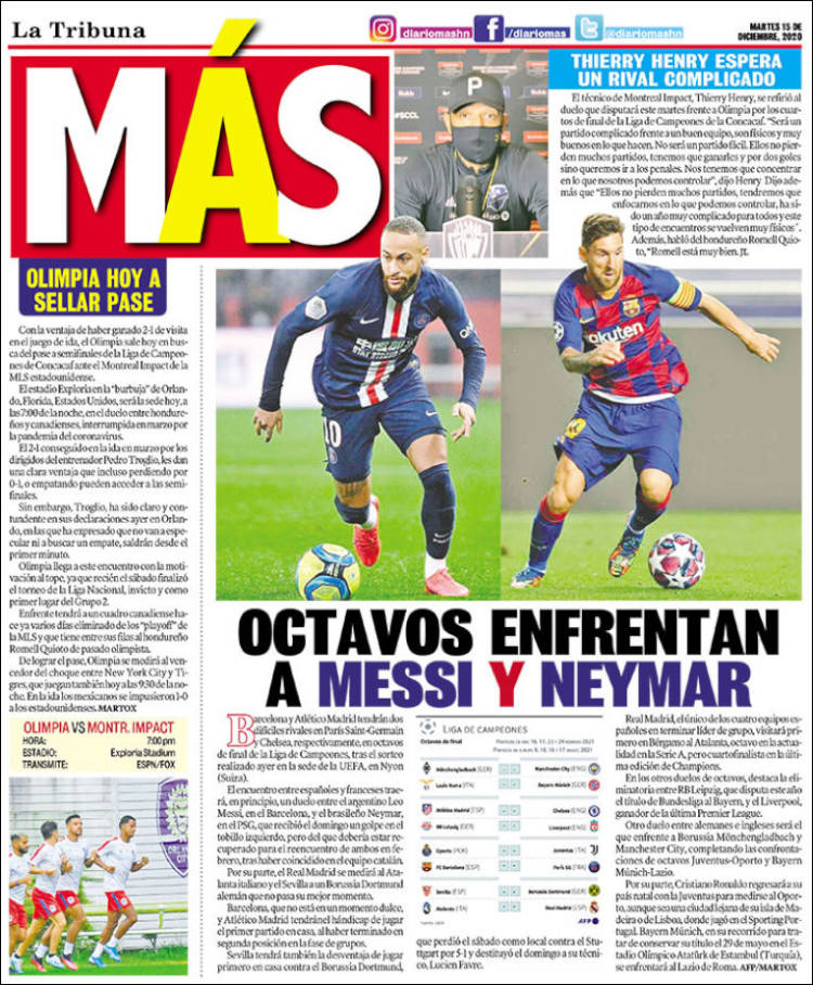 Portada de Diario Más (Honduras)