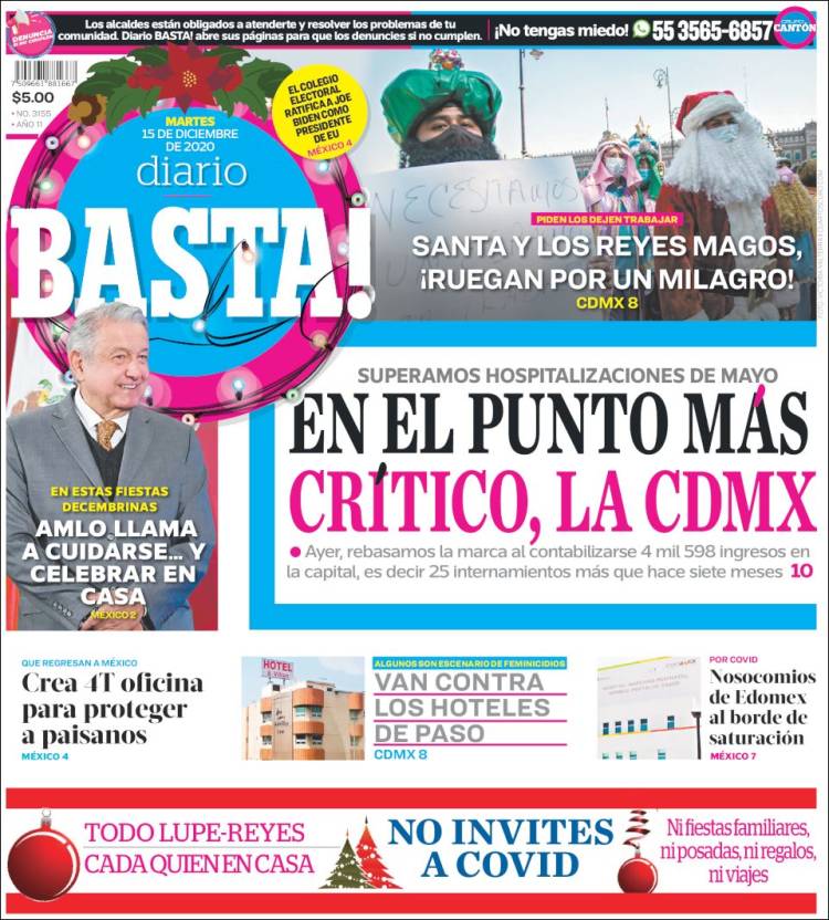 Portada de Diario Basta (México)