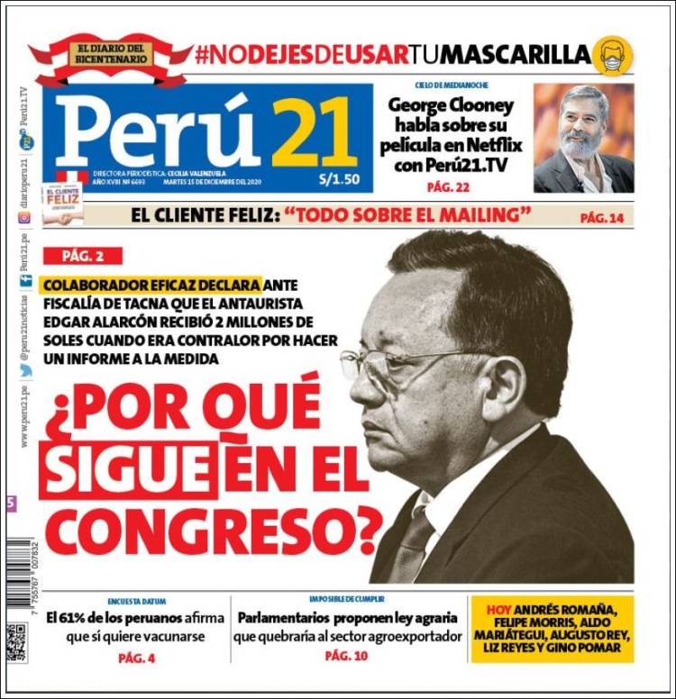 Portada de Perú 21 (Per&uacute;)