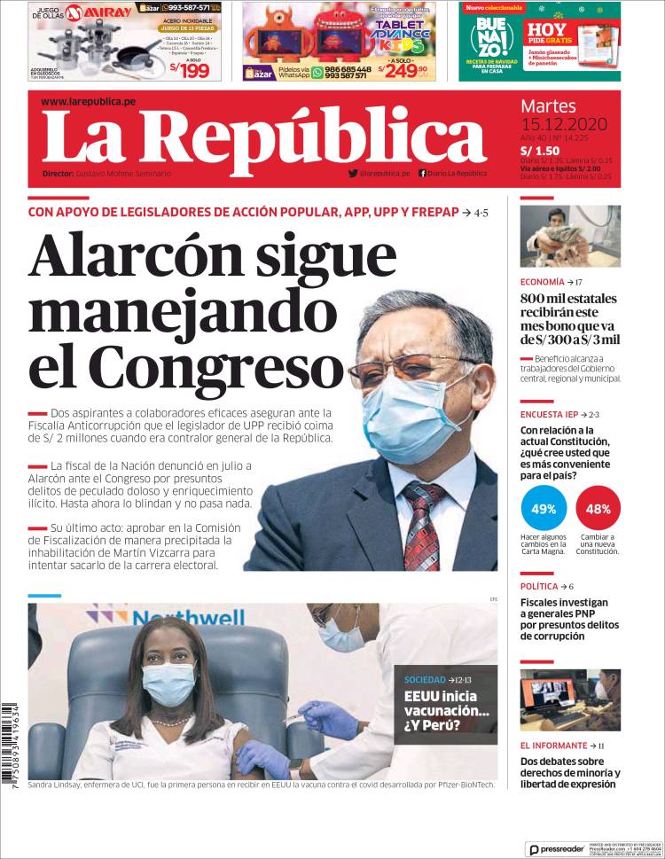 Portada de La Republica (Per&uacute;)