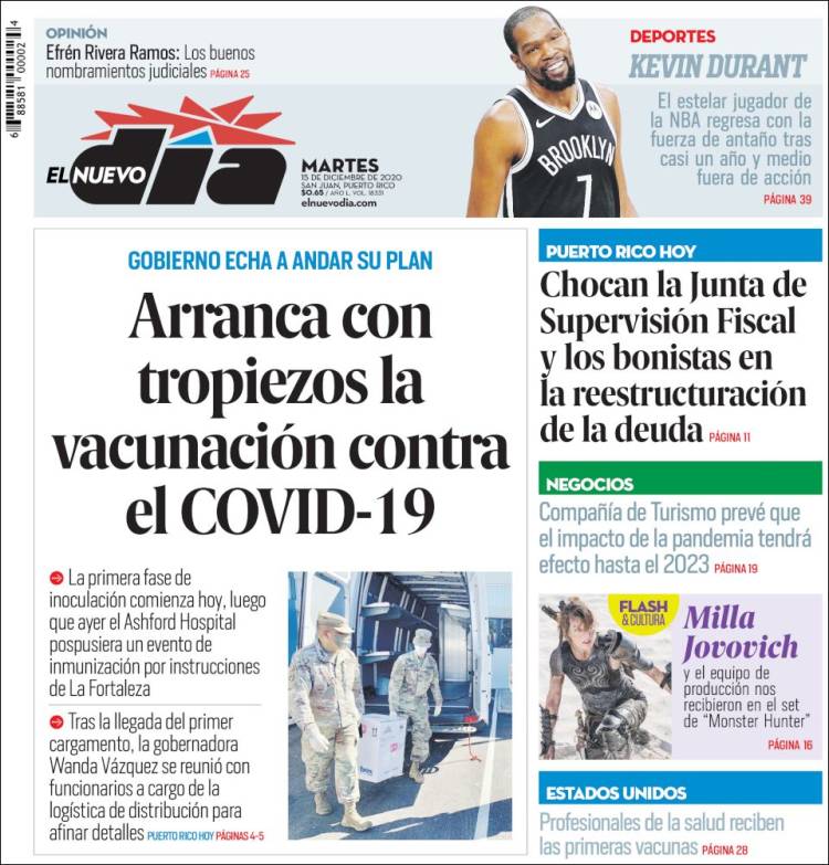 Portada de El Nuevo Día (Puerto Rico)