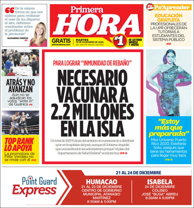 Portada de Primera Hora (Puerto Rico)
