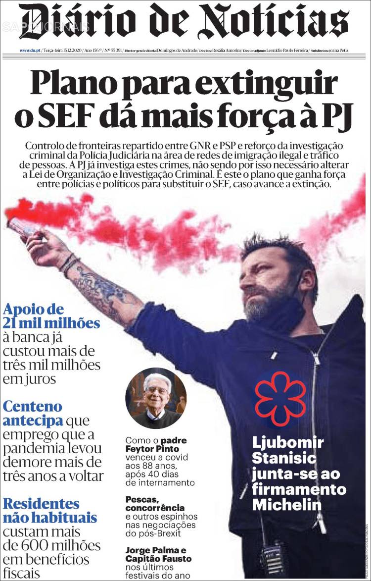 Portada de Diário de Noticias (Portugal)