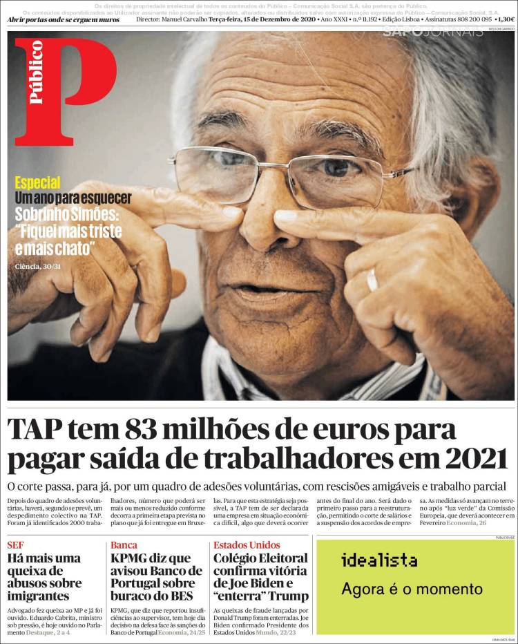 Portada de Público (Portugal)